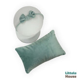 Baby Velvet Posing Pillow with Bow Hairband SR087 | NB | Sage Green